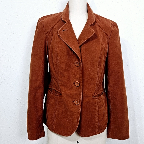 J. Jill Cotton Blazer Jacket in Cinnamon Brown Size 4 - Picture 1 of 10
